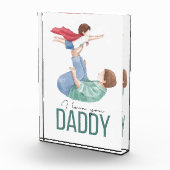 I Love You Daddy Superhero Vader en Kind Groet Fotoblokken (Rechts)