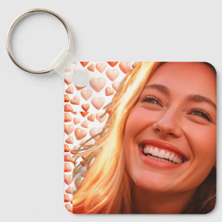 I Love You + De Bruid Met Harten Als Achtergrond Sleutelhanger