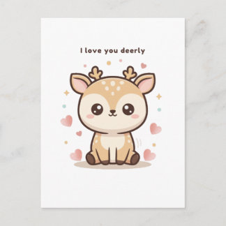 I Love You Deerly Cute Puchi Dōshi Deer Christma Briefkaart