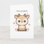 I Love You Deerly Cute Puchi Dōshi Deer Christma Kaart (Voorkant)