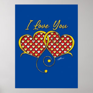 I Love You Design Gouden Hart Poster