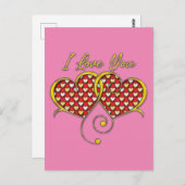 I Love You Design Gouden Harten Briefkaart (Voorkant / Achterkant)