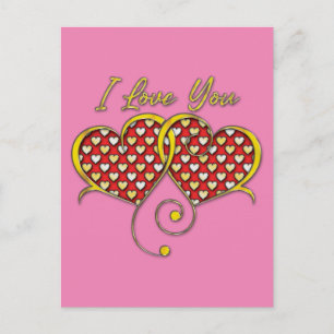 I Love You Design Gouden Harten Briefkaart