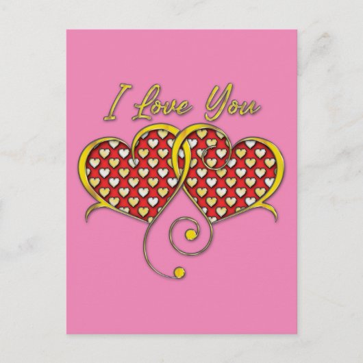 I Love You Design Gouden Harten Briefkaart (Voorkant)