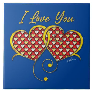 I Love You Design Gouden Harten Tegeltje