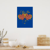 I Love You Design Gouden Hartenaffiche Poster (Keuken)