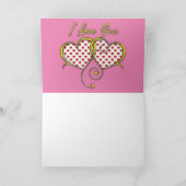 I Love You Design Gouden Hartjes Kaart (Binnen)