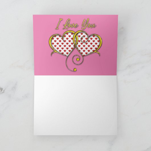 I Love You Design Gouden Hartjes Kaart (Binnen)