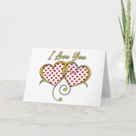 I Love You Design Gouden Hartjes Kaart (Voorkant)