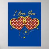 I Love You Design Gouden Hartjes Poster (Voorkant)