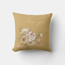 I Love You design | personalized Botanical Golden Kussen