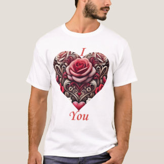 🌹 I Love You – Elegant Roos Heart Design T-shirt