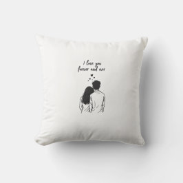 I Love You Forever Romantic Line Art Pillow Kussen