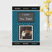 'I Love You' Foto blauw, Blauwgroen, zwart manneli Kaart (Gele Bloem)