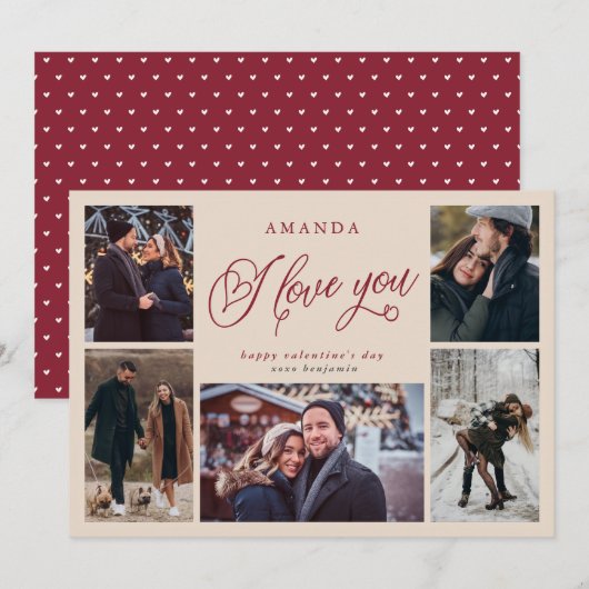 I Love You Foto Collage Valentijnsdag Feestdagenkaart (Voorkant / Achterkant)