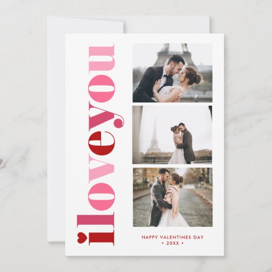"I Love You" Galerij van 3 Foto's Valentijnsdag Feestdagenkaart (Voorkant)