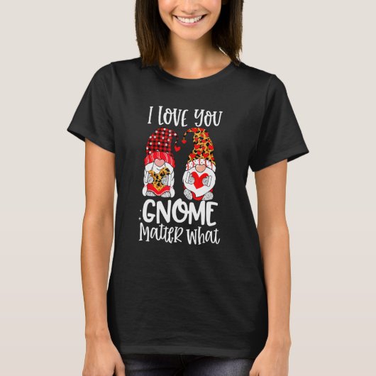 I Love You Gnome Matter What Buffalo Plaid Valenti T-shirt (Voorkant)