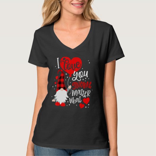 I Love You Gnome Matter What Buffalo Plaid Valenti T-shirt (Voorkant)