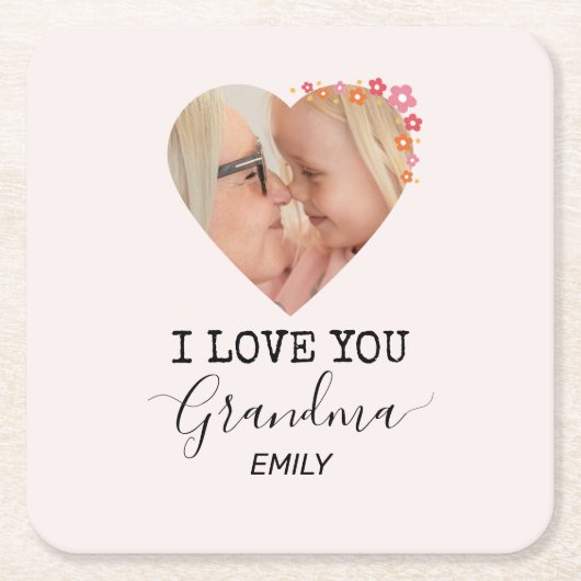 I Love You Grandma | Personalized Paper Coaster Kartonnen Onderzetters (Voorkant)