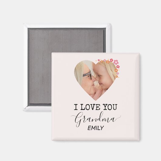 I Love You Grandma | Personalized Photo Magnet (Voorkant / Achterkant)