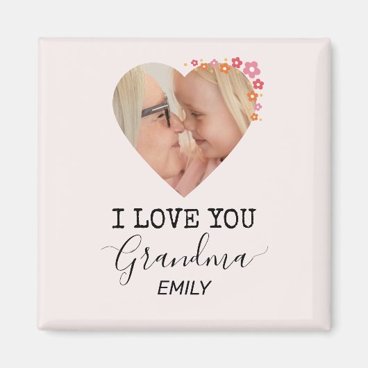 I Love You Grandma | Personalized Photo Magnet (Voorkant)