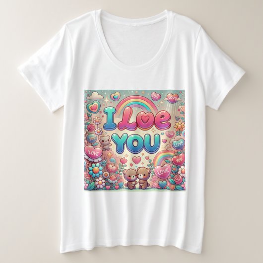 I Love You Grote Maat T-shirt (Design voorkant)