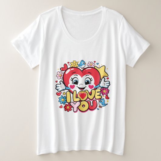 I Love You Grote Maat T-shirt (Design voorkant)