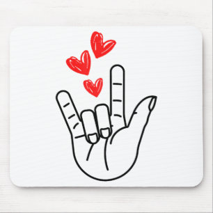 I-love You Hand Gebaar Hart Vrouwen Meisjes Valent Muismat