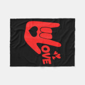 I Love You Hand Sign Asl Valentine' Day Funny Wome Fleece Deken (Voorkant (Horizontaal))