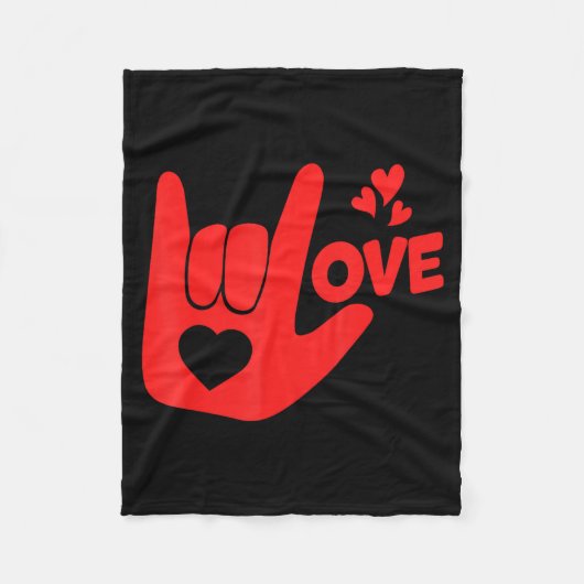 I Love You Hand Sign Asl Valentine' Day Funny Wome Fleece Deken (Voorkant)