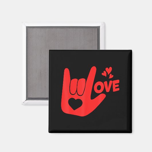 I Love You Hand Sign Asl Valentine' Day Funny Wome Magneet (Voorkant / Achterkant)