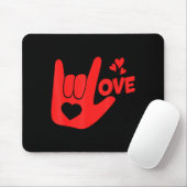 I Love You Hand Sign Asl Valentine' Day Funny Wome Muismat (Met muis)