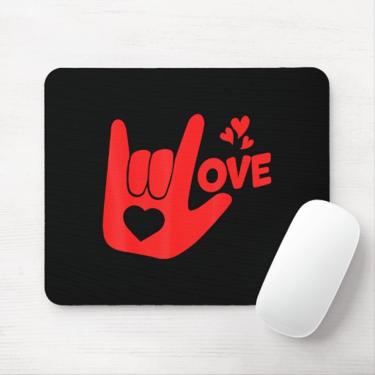 I Love You Hand Sign Asl Valentine' Day Funny Wome Muismat (Met muis)