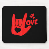 I Love You Hand Sign Asl Valentine' Day Funny Wome Muismat (Voorkant)
