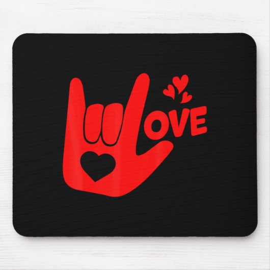 I Love You Hand Sign Asl Valentine Day Funny Wome  Muismat (Voorkant)