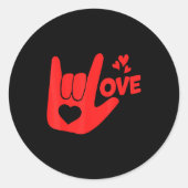 I Love You Hand Sign Asl Valentine' Day Funny Wome Ronde Sticker (Voorkant)