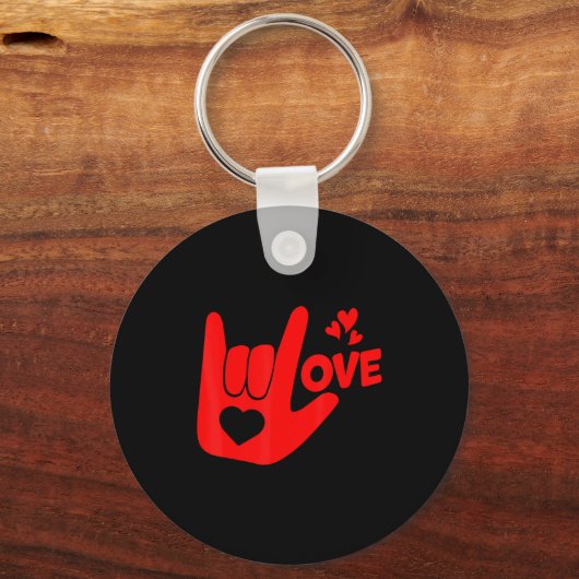 I Love You Hand Sign Asl Valentine Day Funny Wome  Sleutelhanger (Voorkant)