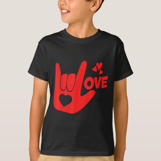 I Love You Hand Sign Asl Valentine' Day Funny Wome T-shirt (Voorkant)