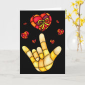 I Love You Hand Sign Language Asl - Hearts Valenti Kaart (Gele Bloem)
