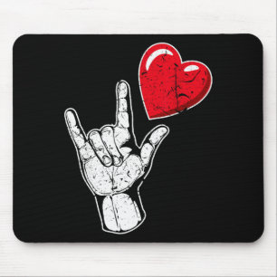 I Love You Hand Sign Valentijnsdag Shirt _ Taal Muismat