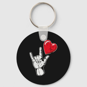 I Love You Hand Sign Valentijnsdag Shirt _ Taal Sleutelhanger