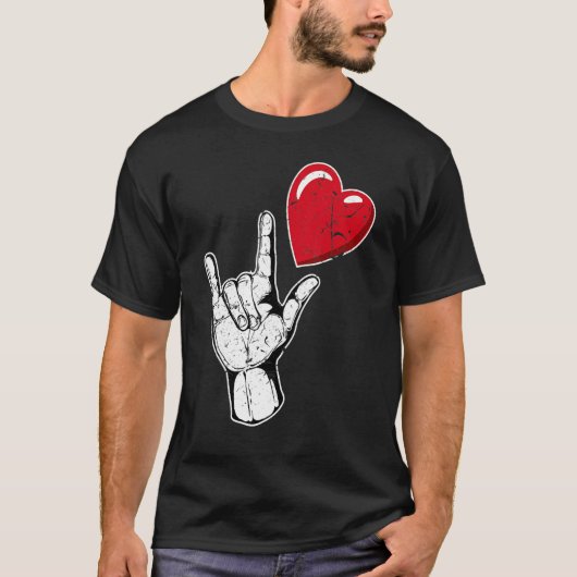 I Love You Hand Sign Valentines Day Shirt Language (Voorkant)