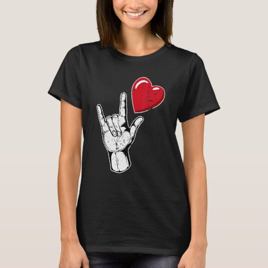 I Love You Hand Sign Valentines Day Shirt Language (Voorkant)