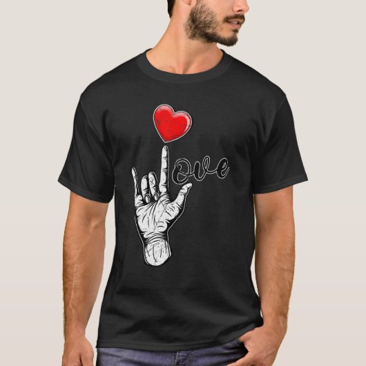 I Love You Hand Sign Valentines Day Shirt Language (Voorkant)