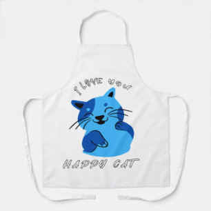 I Love You Happy Cat Schort, Cute Blauwe Kitty Kit Schort