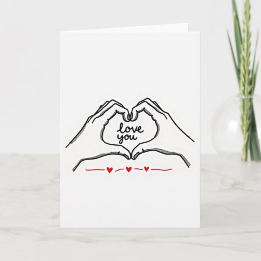 I Love You Heart Hands Card Kaart (Voorkant)