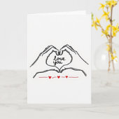 I Love You Heart Hands Card Kaart (Gele Bloem)