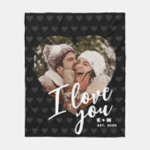 I Love You Heart Photo & Initials Fleece Deken (Voorkant)
