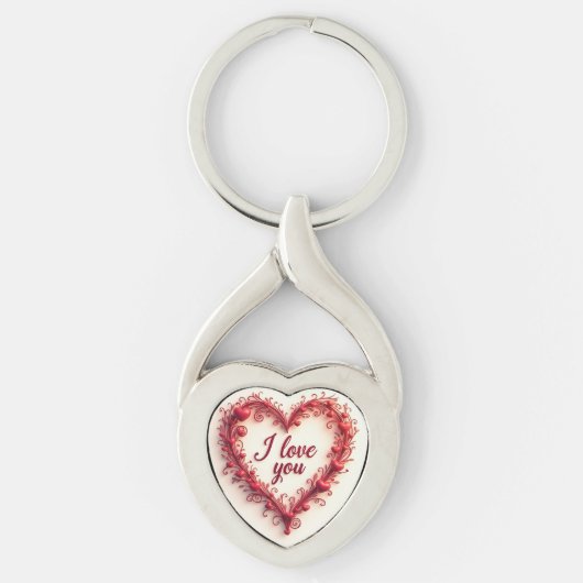 I Love You Heart Sleutelhanger – Romantisch cadeau (Voorkant)