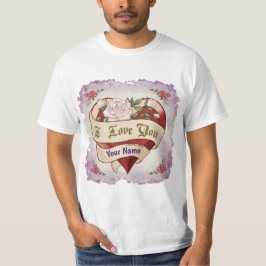 I Love You Heart Valentijn Hart T-shirts op maat